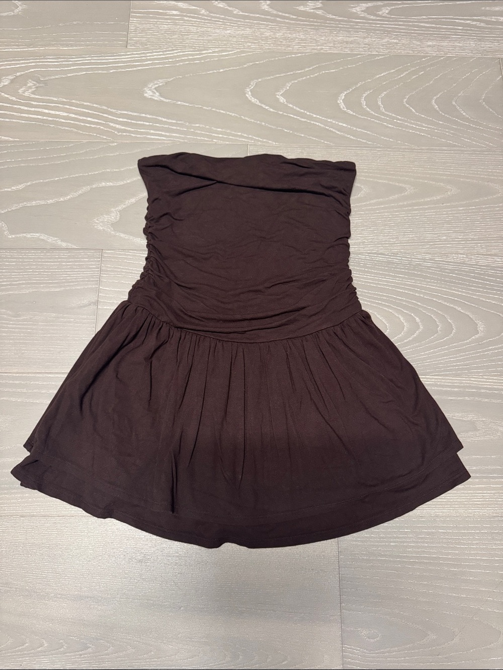 Garage Strapless Brown Flared Mini Dress